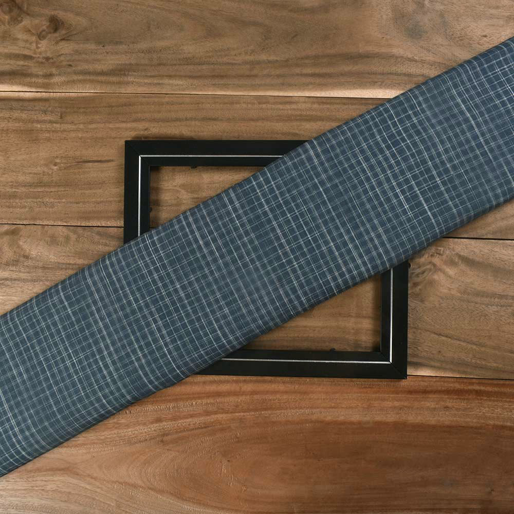 CHECK DARK GREY PURE COTTON 84 GSM HANDWOVEN FABRIC