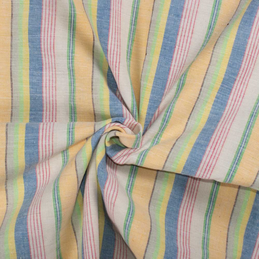 Stripe Multicolor Khadi Cotton 100 GSM Handwoven Fabric
