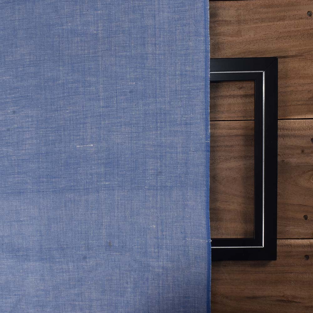 CHAMBRAY BLUE KHADI COTTON 115 GSM HANDWOVEN FABRIC N5