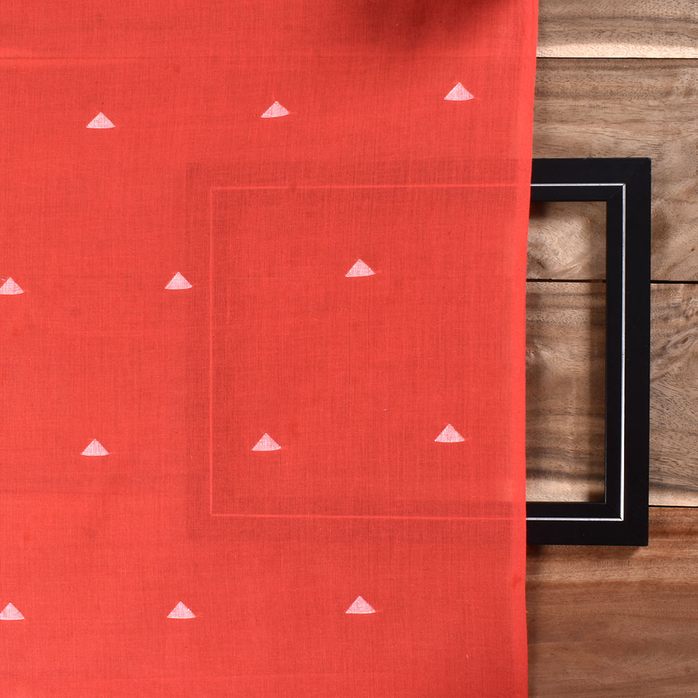 GEOMETRIC DARK PINK JAMDANI PURE COTTON 55 GSM FABRIC