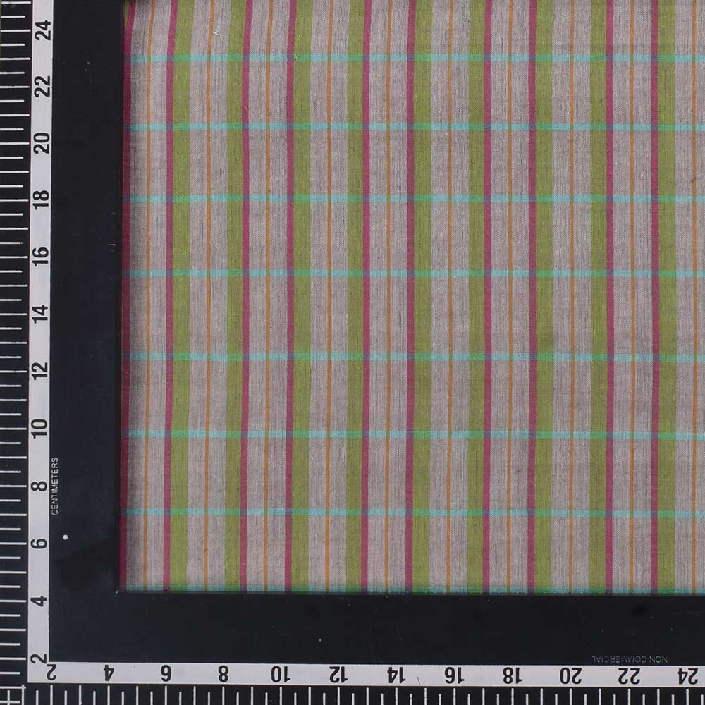 CHECK MULTI COLOR PURE COTTON 56 GSM HANDWOVEN FABRIC 364