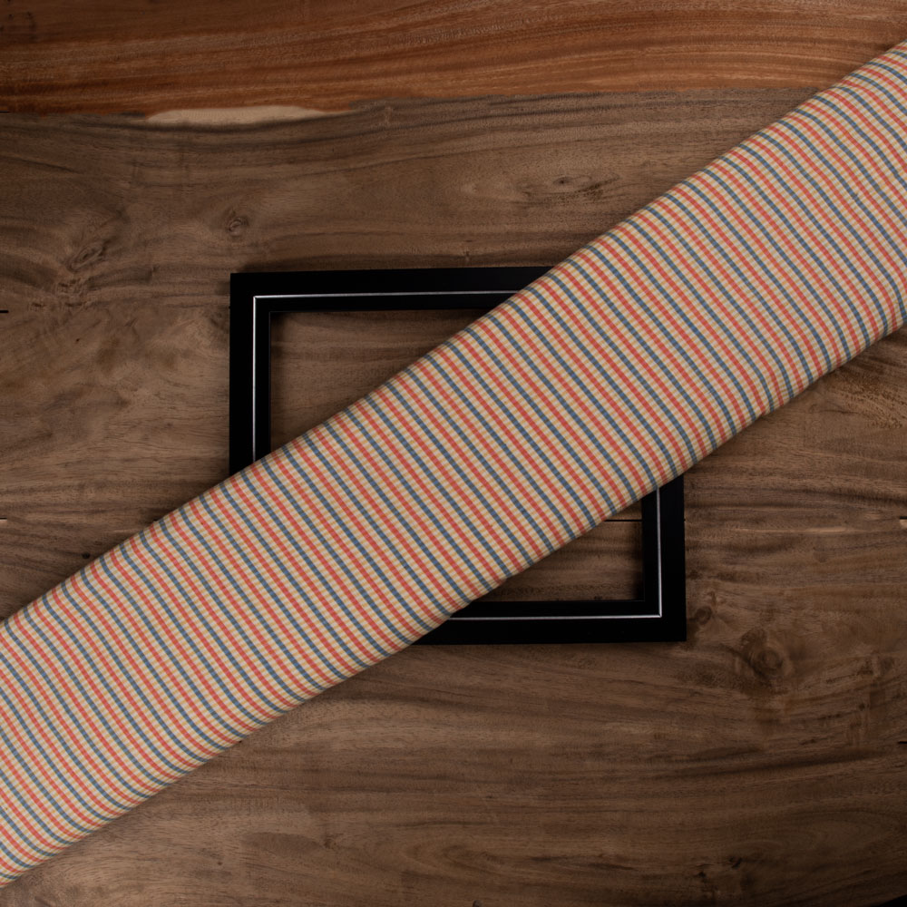 Check Multicolour Pure Cotton 94 GSM Handwoven Fabric