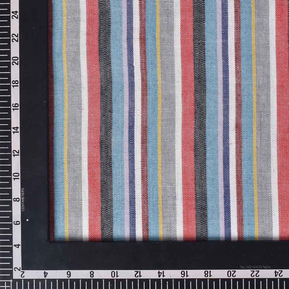 STRIPE MULTICOLOR PURE KHADI 180 GSM HANDWOVEN FABRIC