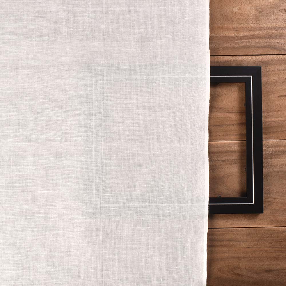 PLAIN WHITE LINEN AND COTTON BLEND 150 GSM HANDWOVEN FABRIC