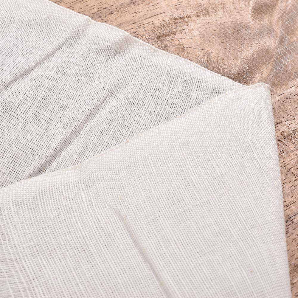 Plain White Linen And Cotton Blend 150 GSM Handwoven Fabric
