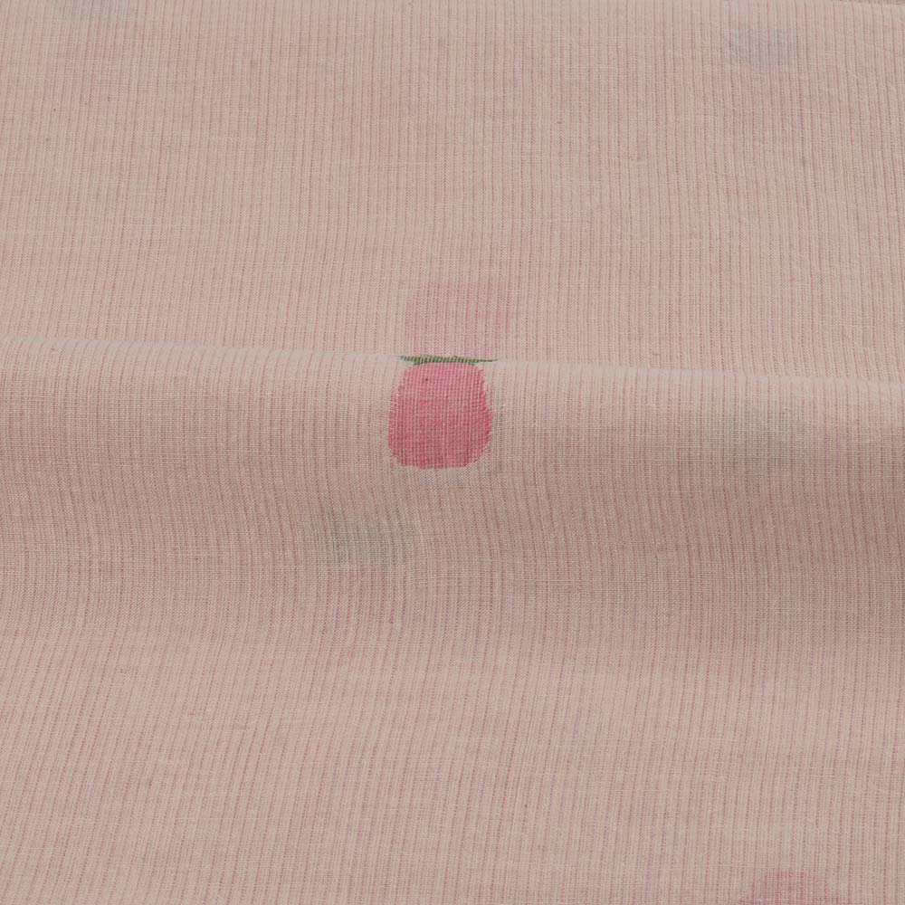 GEOMETRIC PINEAPPLE PEACH JAMDANI PURE COTTON 58 GSM HANDWOVEN FABRIC