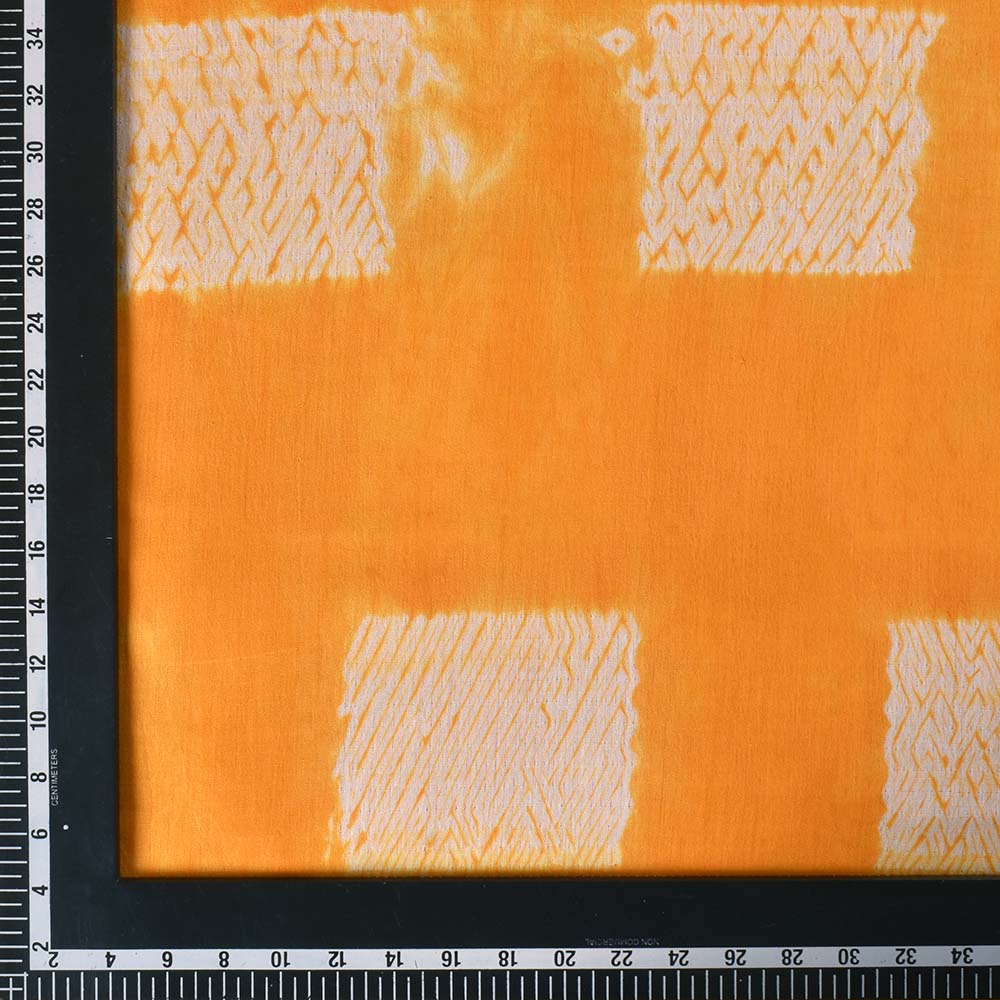 ABSTRACT YELLOW SHIBORI 90 GSM MERCERISED COTTON FABRIC