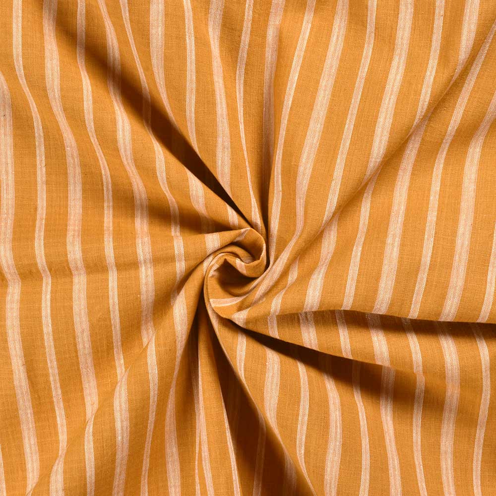 Stripe Mustard Yellow Pure Cotton 107 GSM Handwoven Fabric