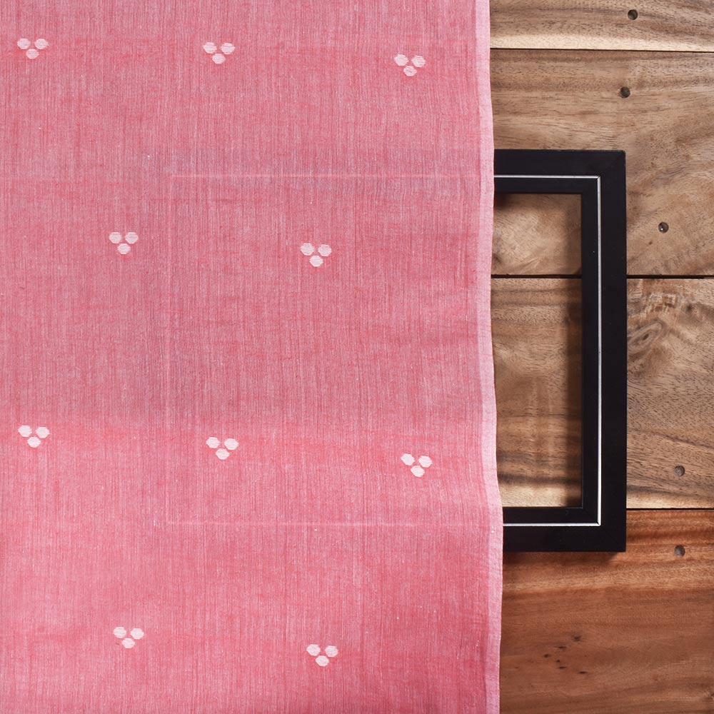 Pink Jamdani fabric with beautiful geometric pattern