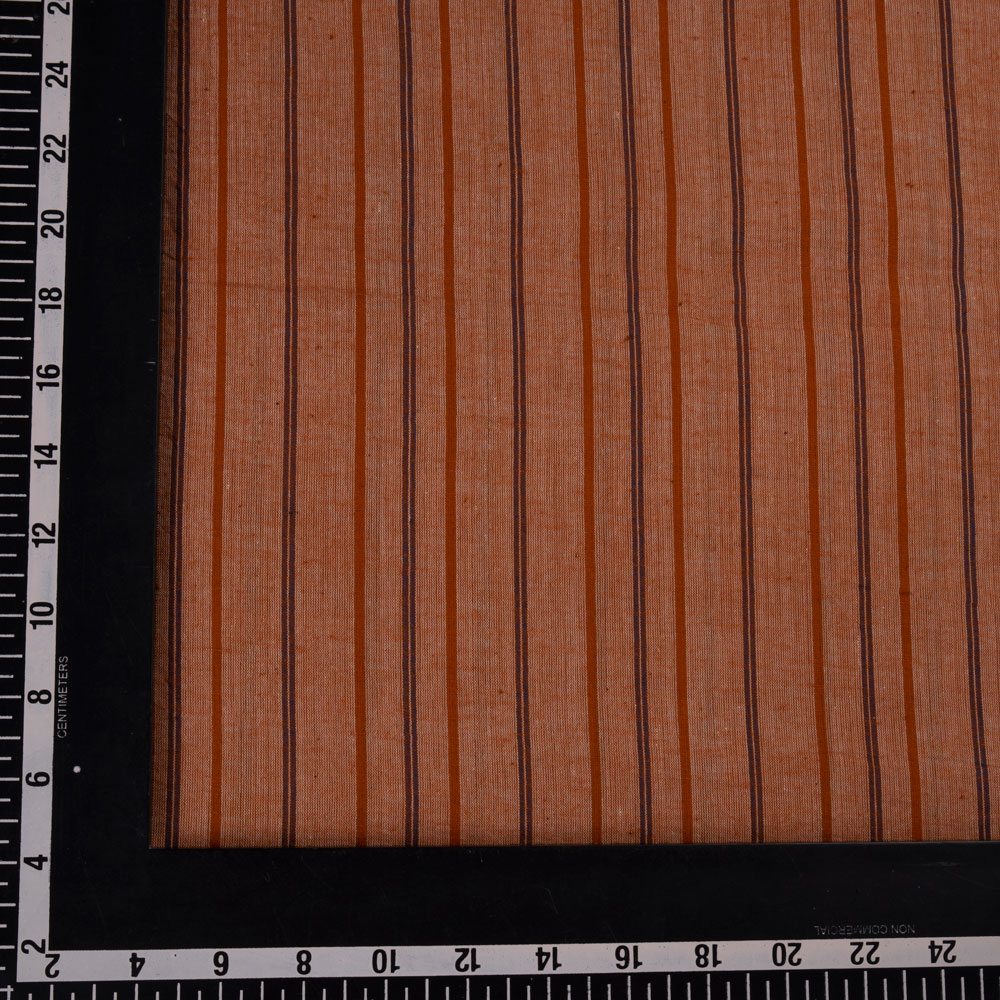 STRIPE BROWN PURE COTTON 65 GSM HANDWOVEN FABRIC 207