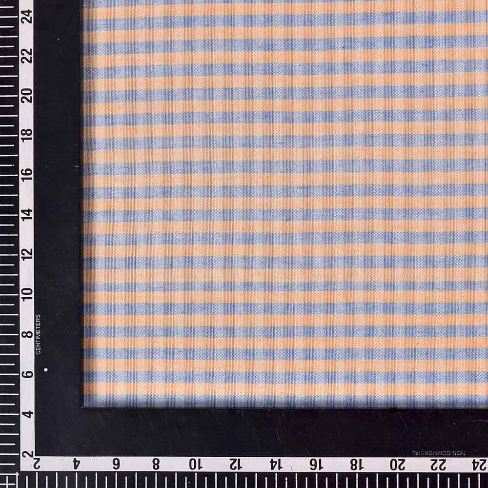 STRIPE BLUE YELLOW PURE COTTON 85 GSM HANDWOVEN FABRIC