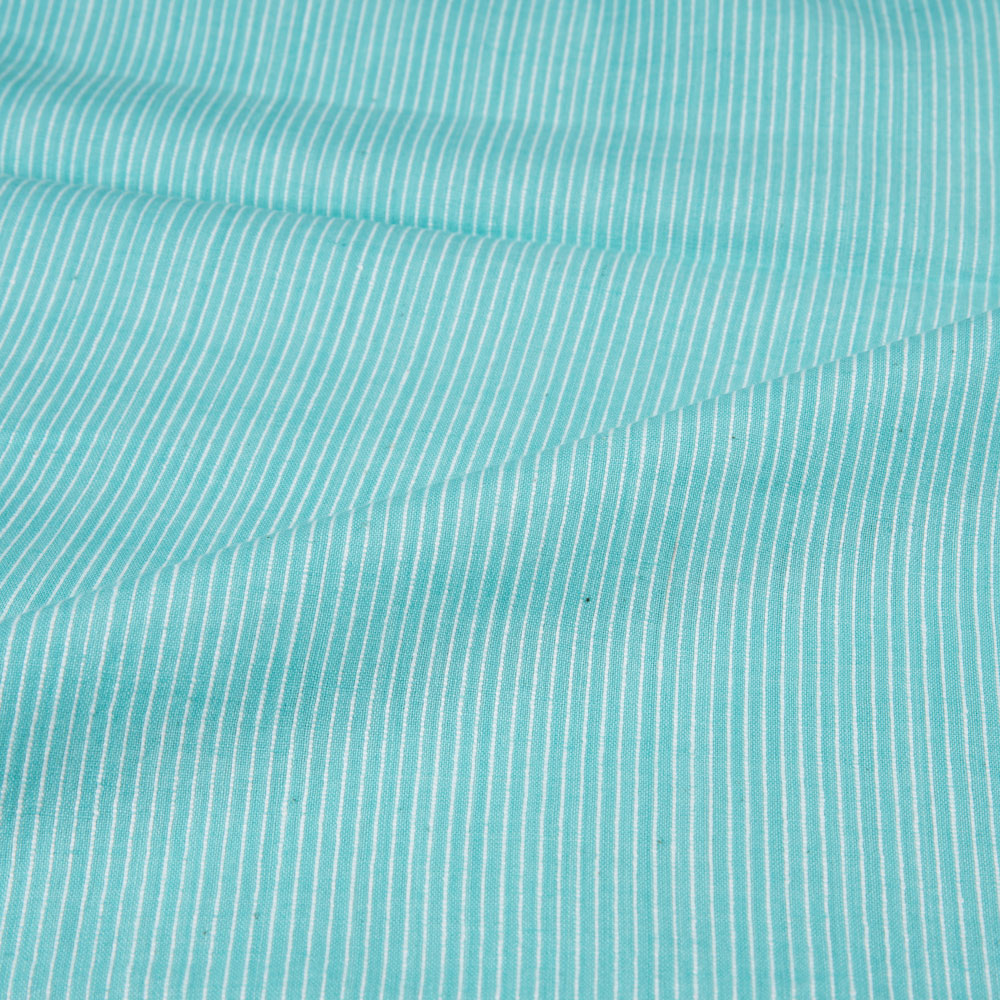 STRIPE BLUE PURE COTTON 99 GSM HANDWOVEN FABRIC