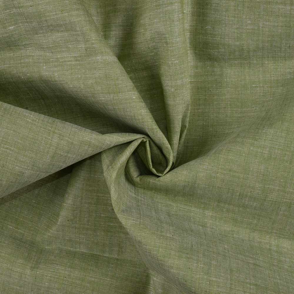 Chambray Green Khadi Cotton 75 GSM Handwoven Fabric H39
