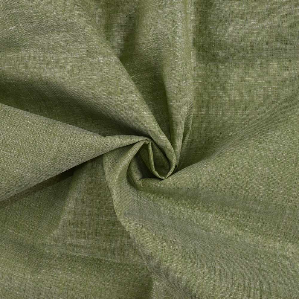 CHAMBRAY GREEN KHADI COTTON 75 GSM HANDWOVEN FABRIC H39