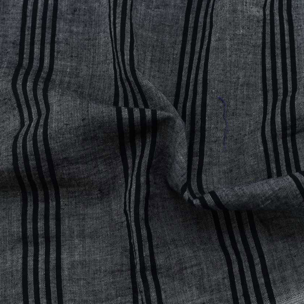 Stripe Black & Grey Pure Cotton 60 GSM Handwoven Fabric