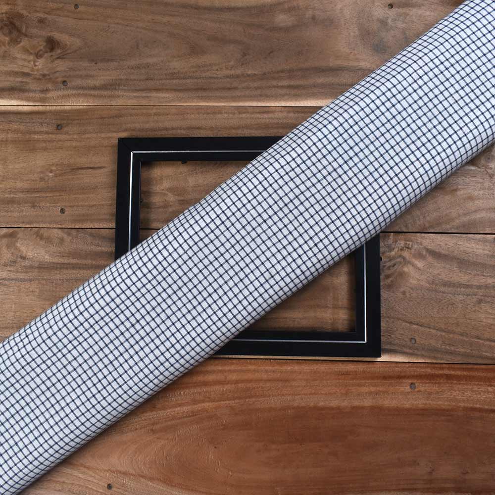 Check Black & White Pure Cotton 105 GSM Handwoven Fabric