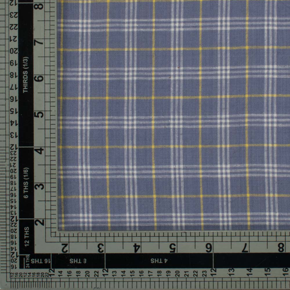 CHECK BLUE PURE COTTON 95 GSM HANDWOVEN FABRIC