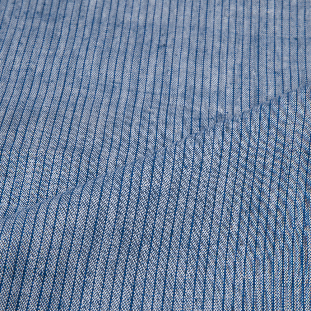 PINSTRIPE BLUE PURE COTTON 118 GSM HANDWOVEN FABRIC