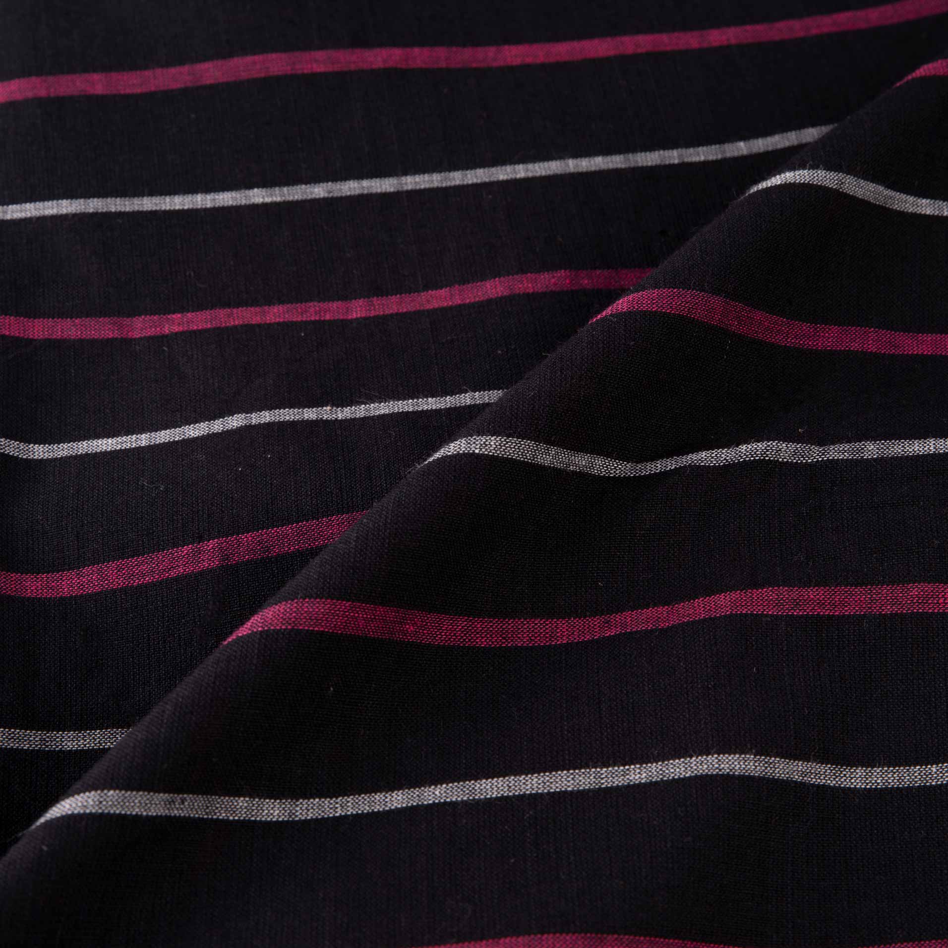 STRIPE BLACK PURE COTTON 98 GSM HANDWOVEN FABRIC