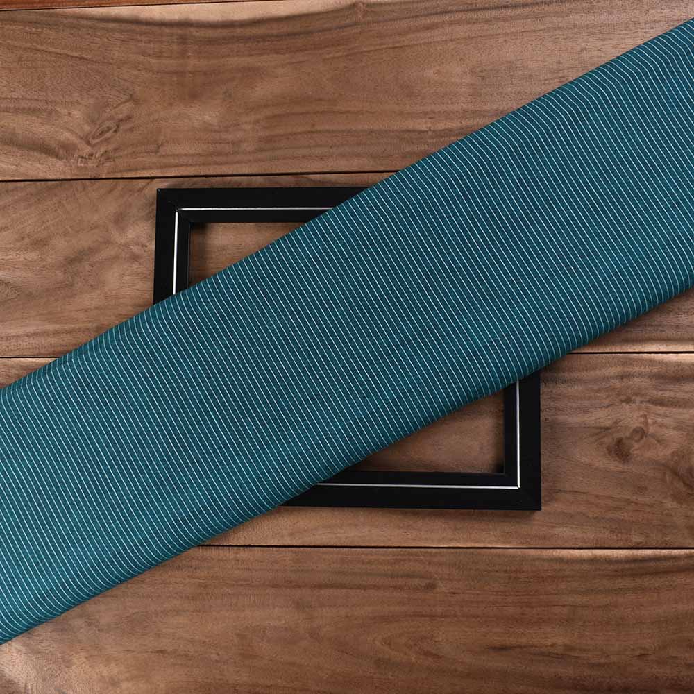 Stripe Blue Pure Cotton 100 GSM Handwoven Fabric