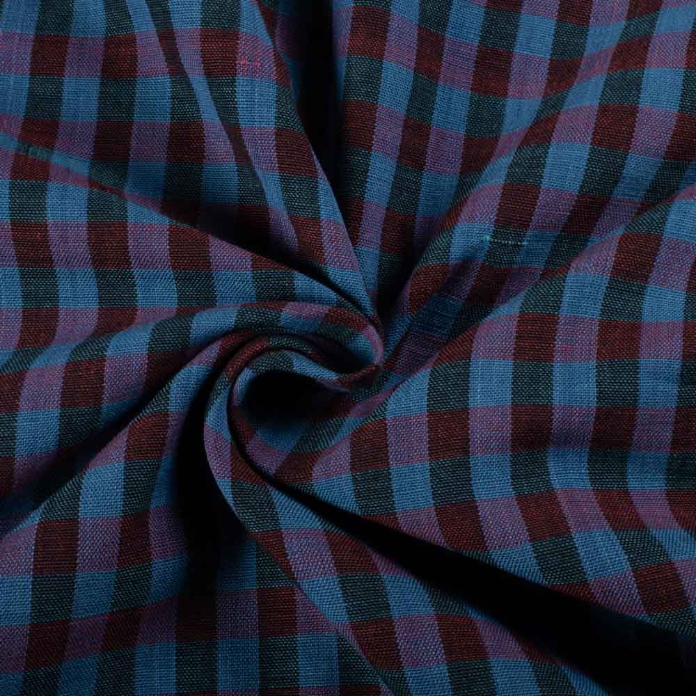 Check Multicolor 140 GSM Khadi Handwoven Fabric 937