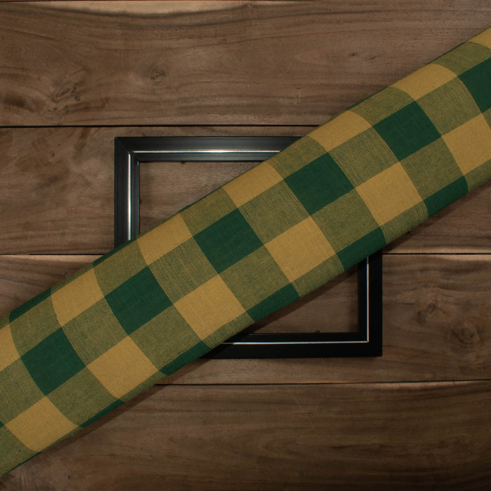 Check Green Yellow Pure Cotton 140 GSM Handwoven Fabric