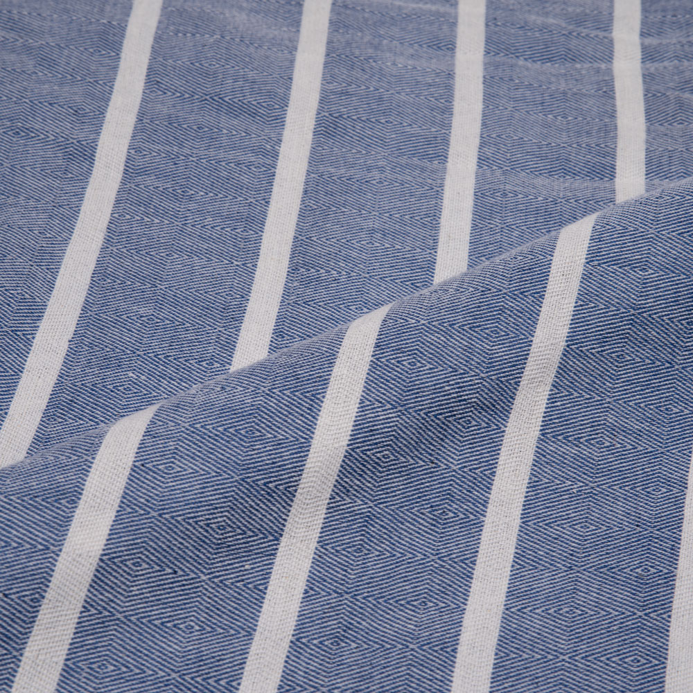 STRIPE DIAMOND TWILL BLUE JACQUARD COTTON KHADI 145 GSM FABRIC