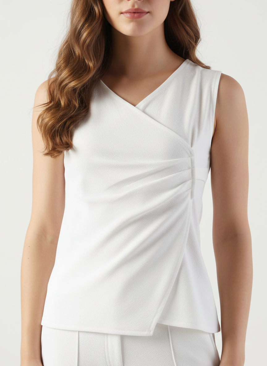 Sleeveless Pulled Pleated Top