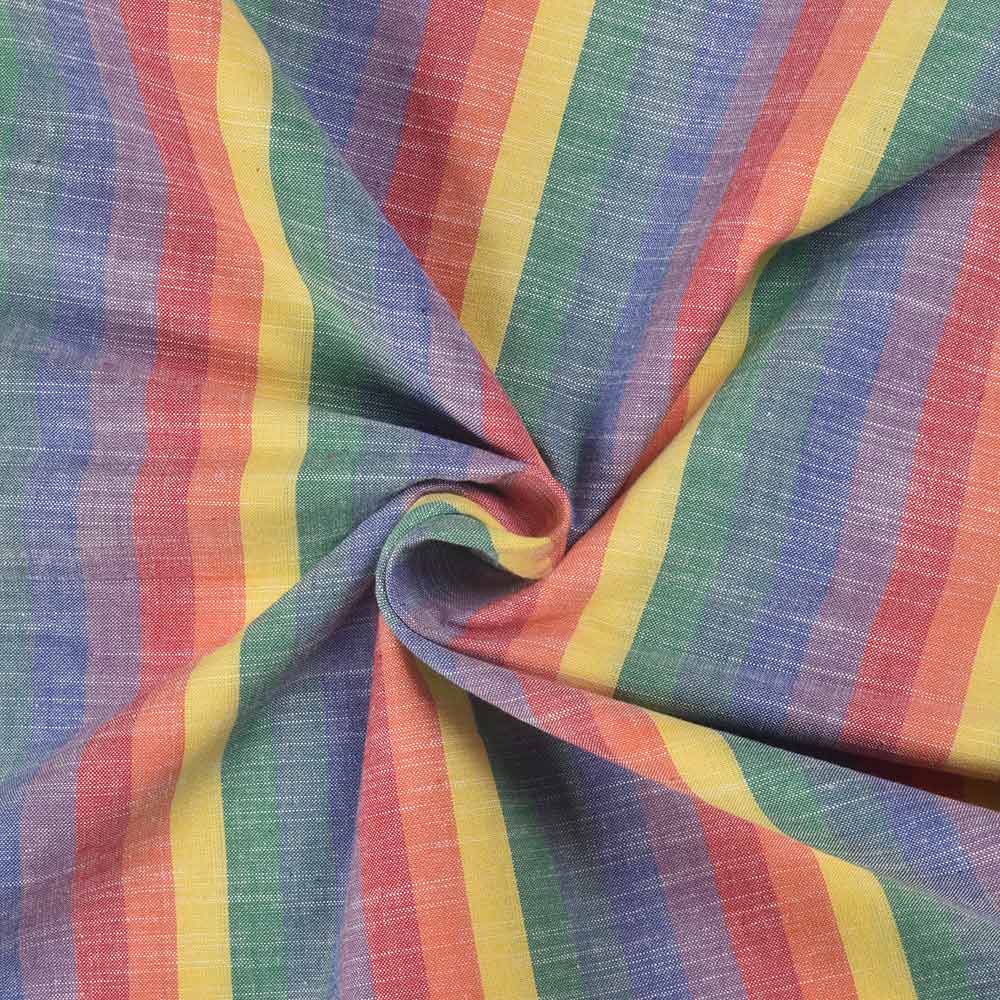 Stripe Multicolor Pure Cotton 98 GSM Handwoven Fabric
