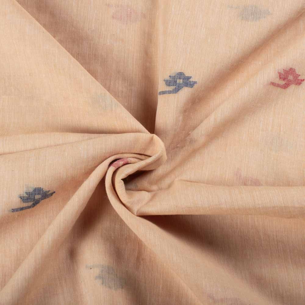 Plain Orange Pure Cotton 55 GSM Abstract Motif Jamdani Fabric