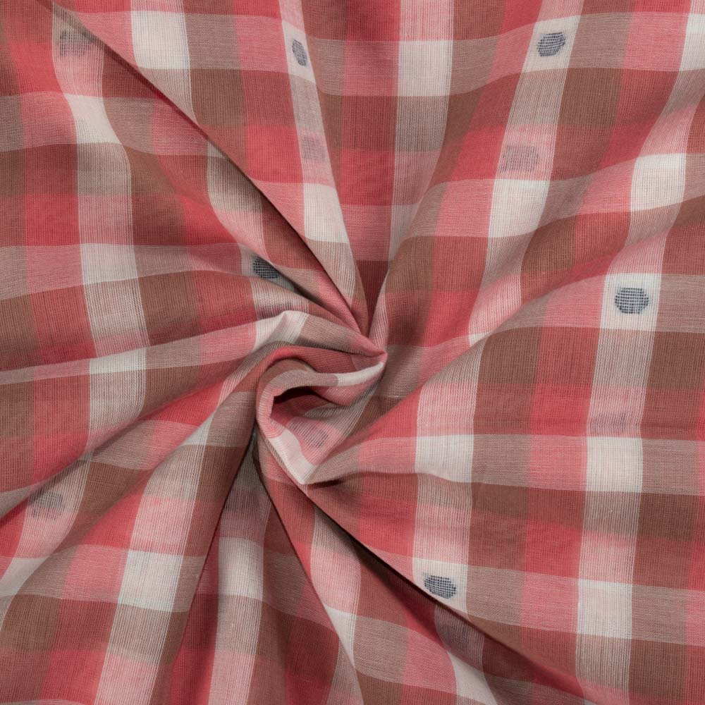 Check Multicolor Jamdani Pure Cotton 55 GSM Handwoven Fabric 357