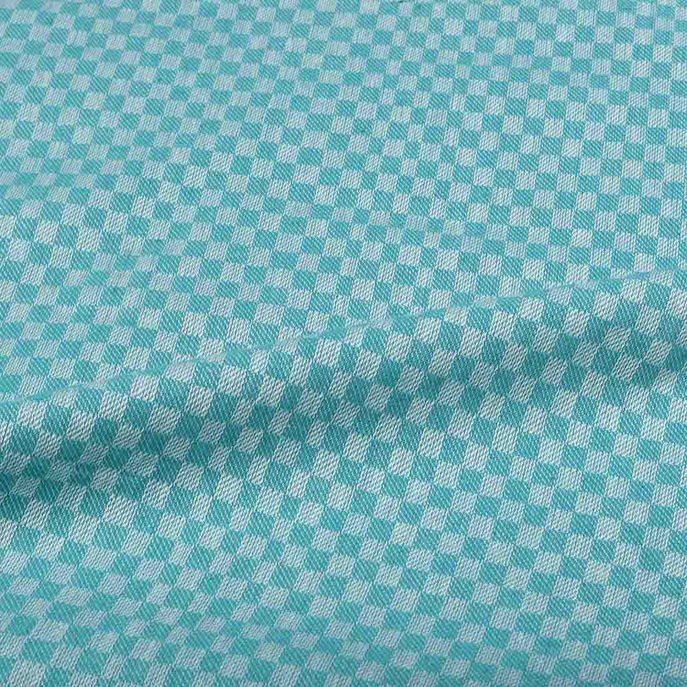 CHECK WHITE & GREEN TWILL PURE COTTON 100 gsm HANDWOVEN FABRIC