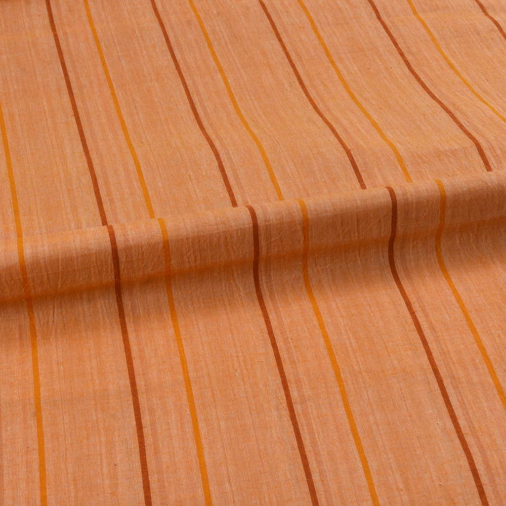 STRIPE LIGHT ORANGE PURE COTTON 61 GSM HANDWOVEN FABRIC