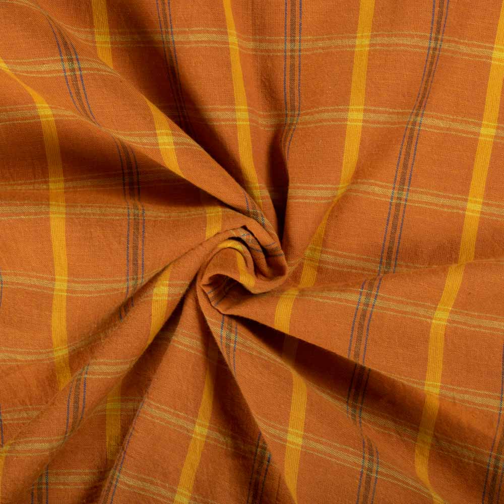 Check Brown Pure Cotton 105 GSM Handwoven Fabric 153