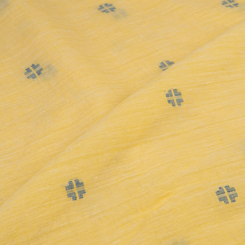 GEOMETRIC LIGHT YELLOW JAMDANI PURE COTTON 55 GSM FABRIC