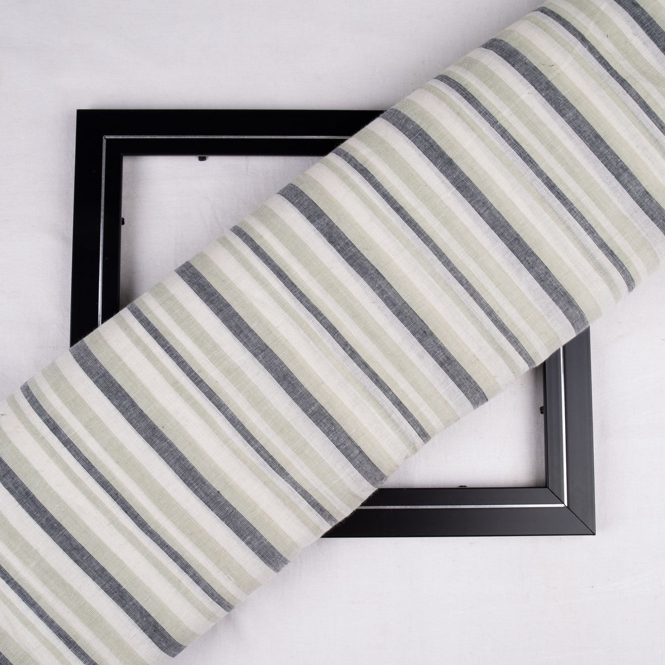 Stripe Light Grey Pure Cotton 64 GSM Handwoven Fabric