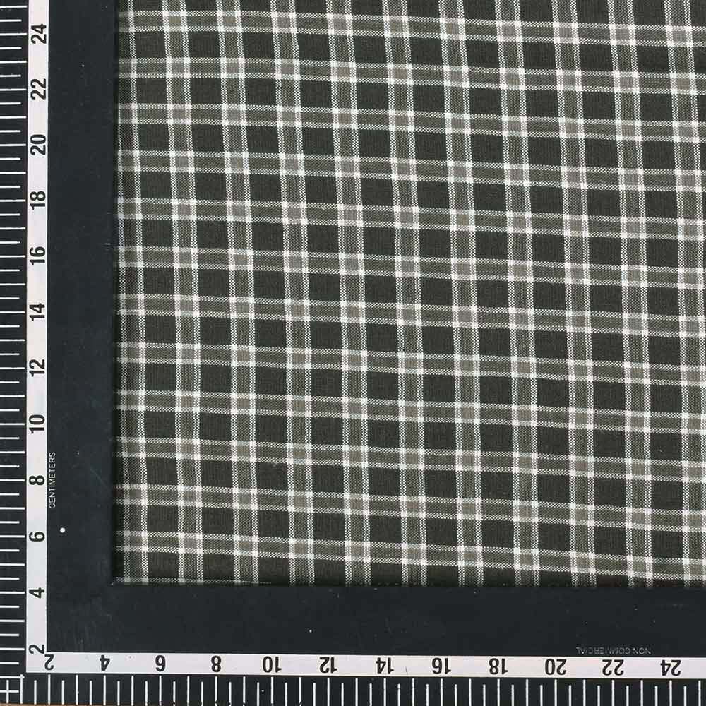 CHECK BLACK & GREY PURE COTTON 111 GSM HANDWOVEN FABRIC