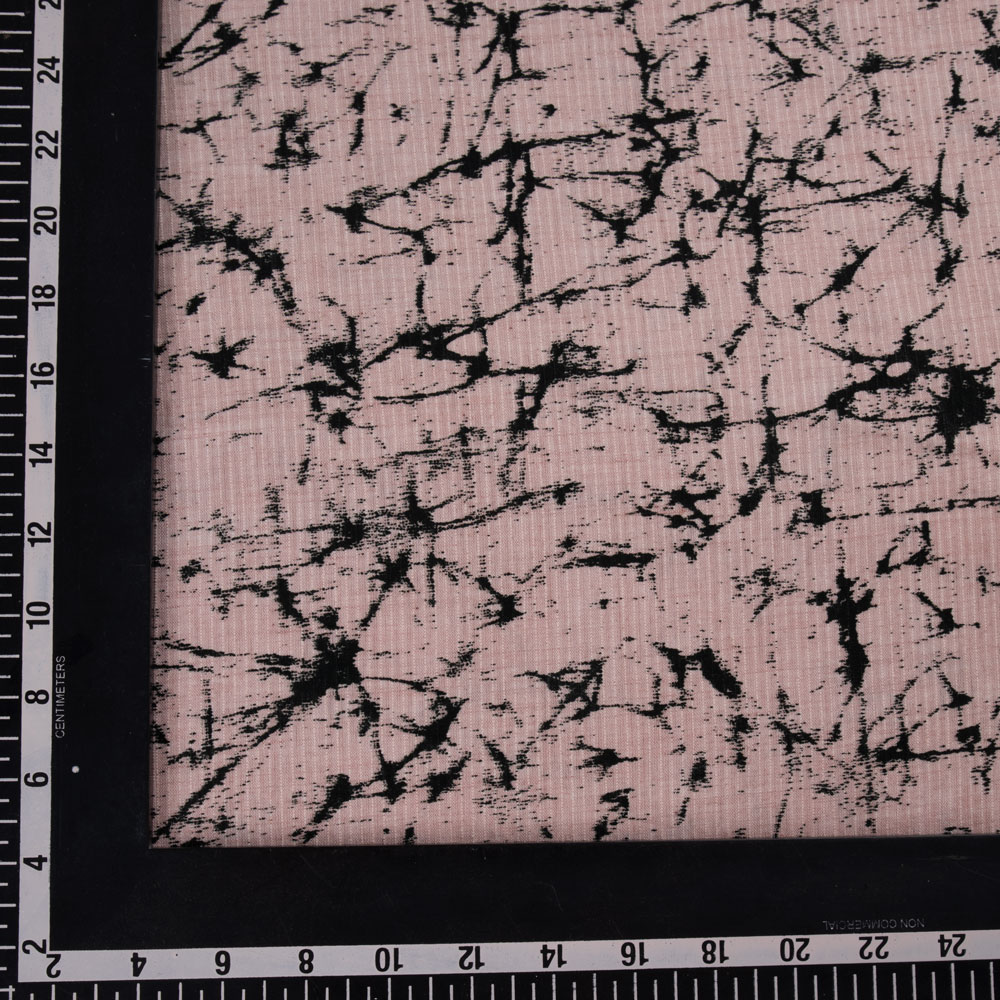 ABSTRACT PINK & BLACK SCREENPRINTED COTTON KHADI 104 GSM HANDWOVEN FABRIC