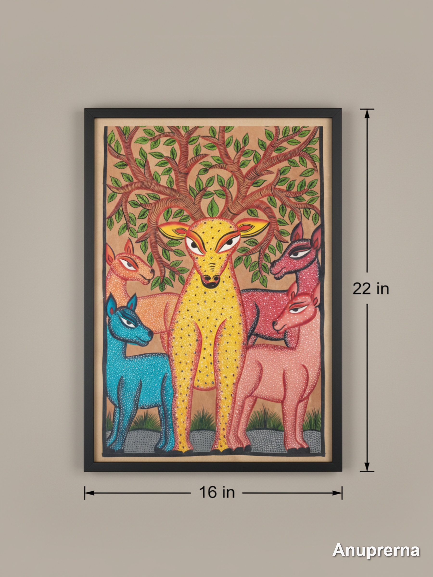 Deers In The Forest Pattachitra Wall Art Decor