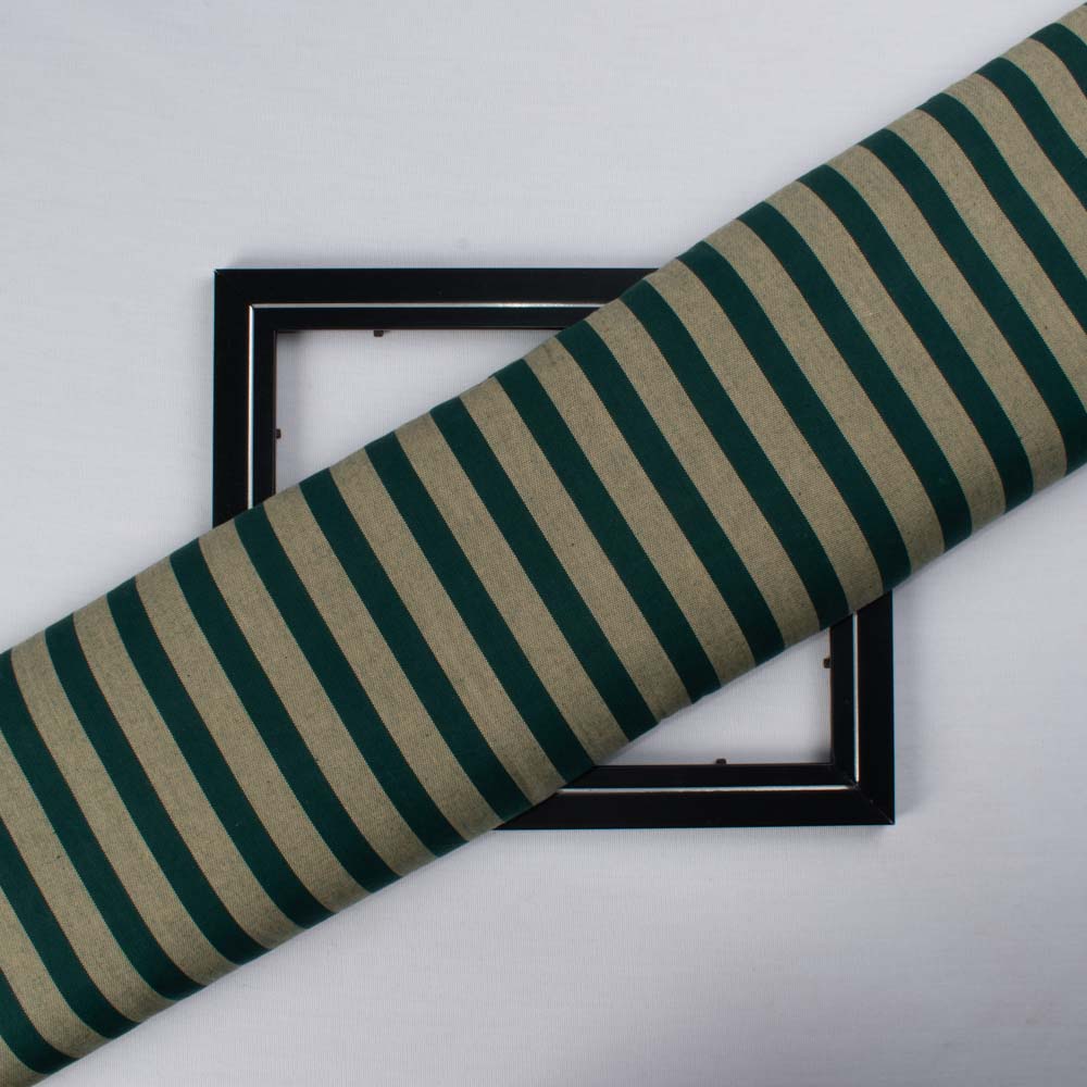 Stripe Green Pure Cotton 190 GSM Handwoven Fabric