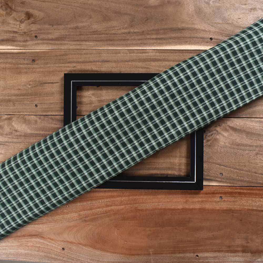 Check Green Pure Cotton 125 GSM Handwoven Fabric