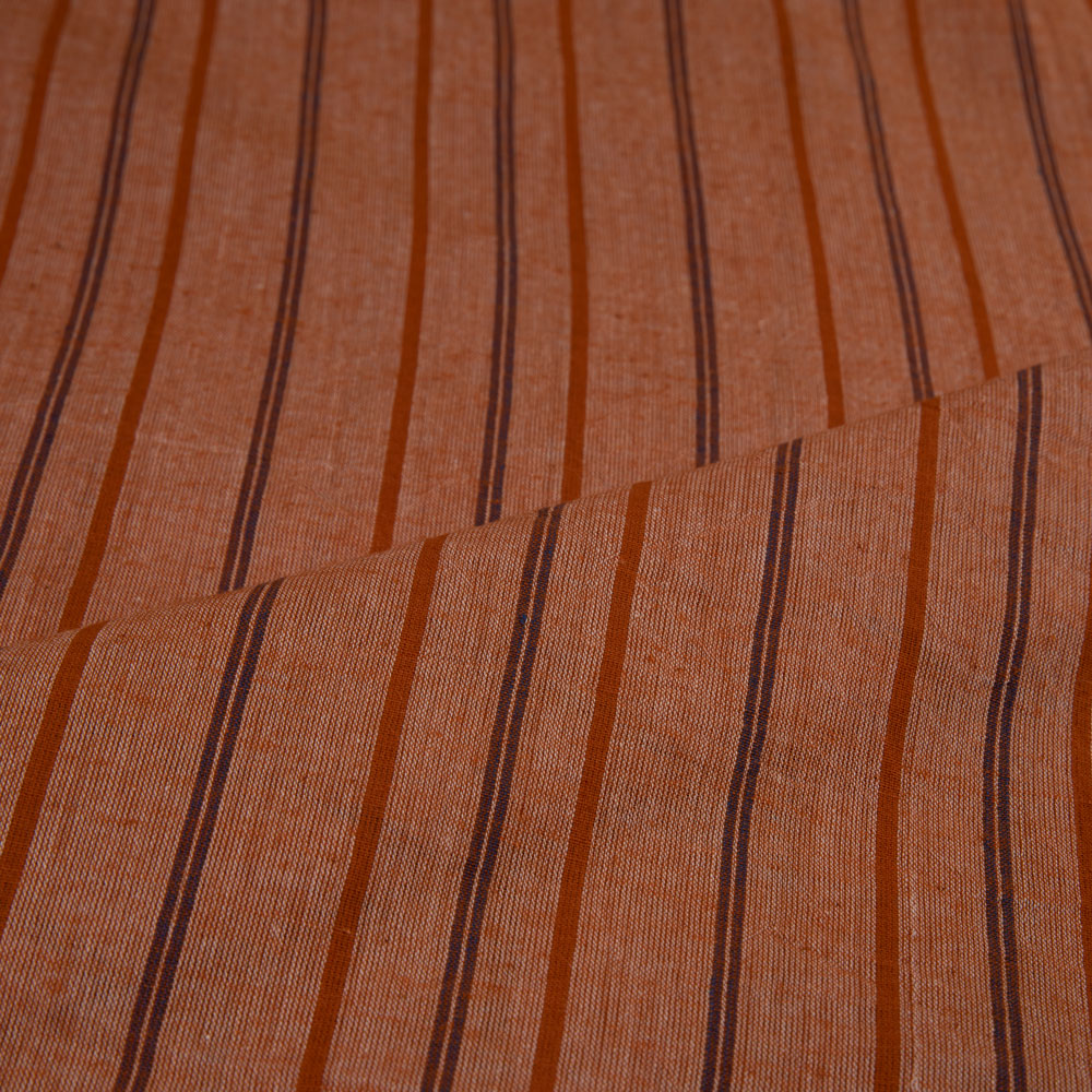 STRIPE BROWN PURE COTTON 65 GSM HANDWOVEN FABRIC 207