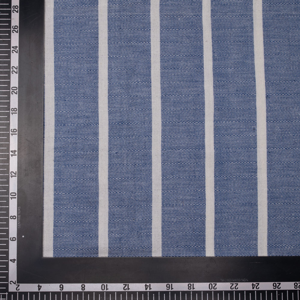 STRIPE DIAMOND TWILL BLUE JACQUARD COTTON KHADI 145 GSM FABRIC