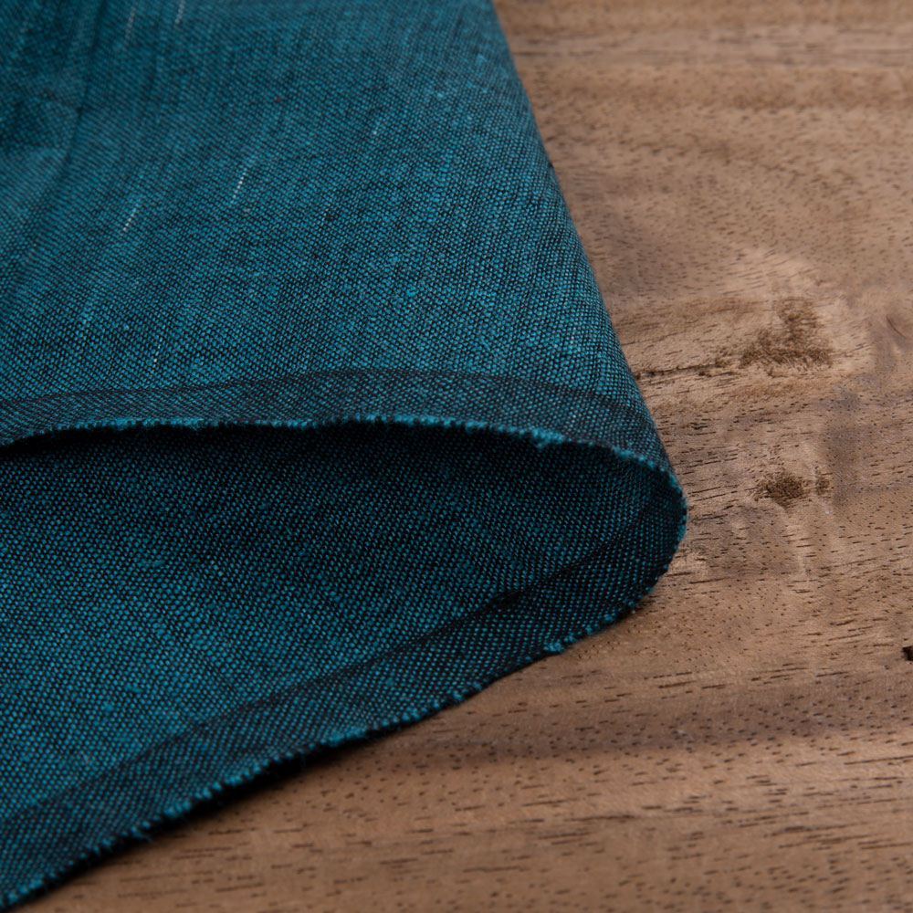 Plain Teal Khadi Cotton 107 GSM Handwoven Fabric