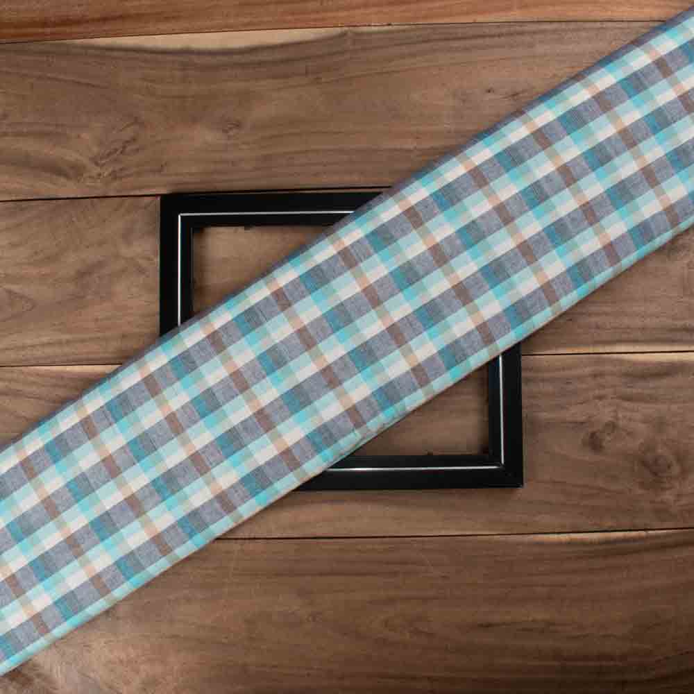 Check Multicolor Pure Cotton 95 GSM Handwoven Fabric 607