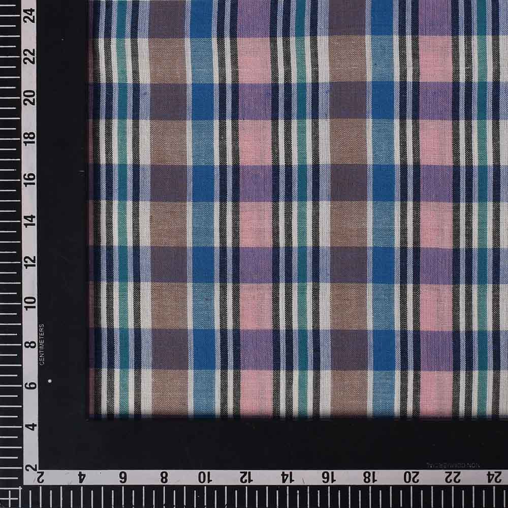 CHECK MULTICOLOR PURE COTTON 100 GSM HANDWOVEN FABRIC 552