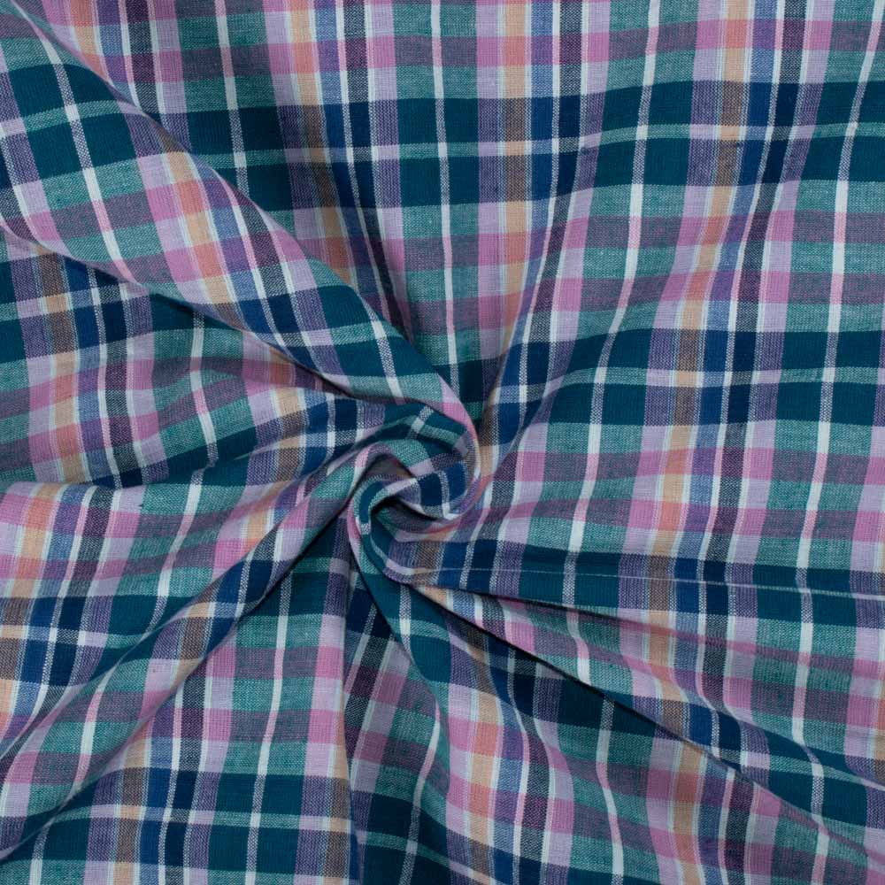 Check Multicolor Pure Cotton 95 GSM Handwoven Fabric 703