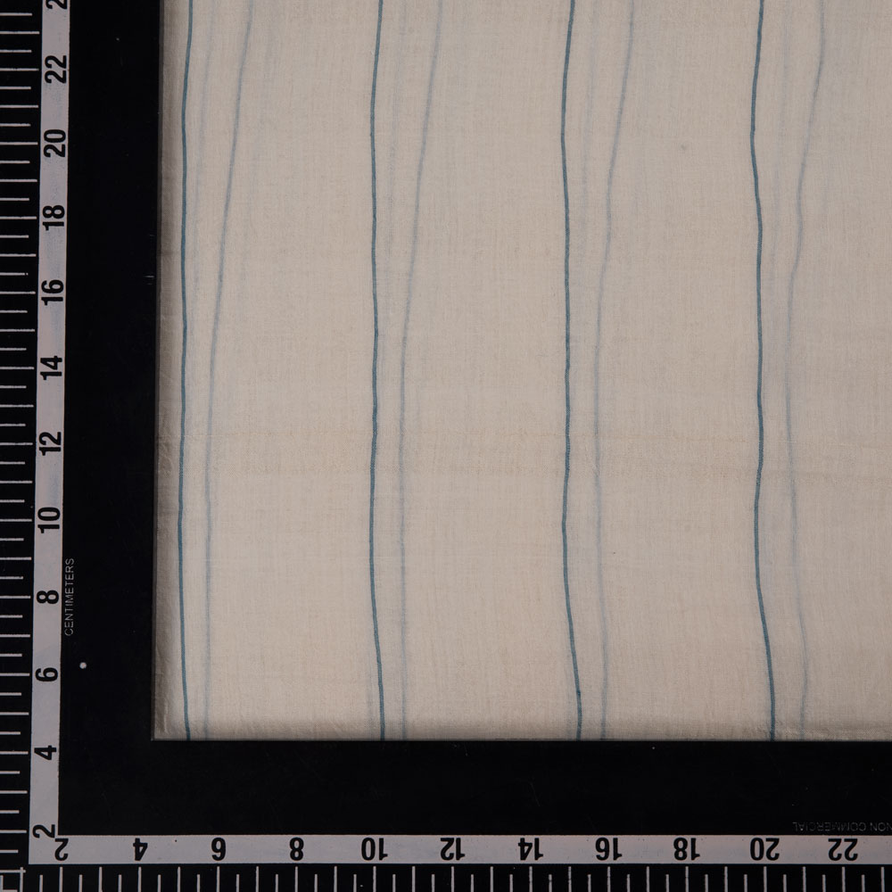 PINSTRIPE OFF WHITE COTTON & MULBERRY SILK BLEND 42 GSM HANDWOVEN FABRIC