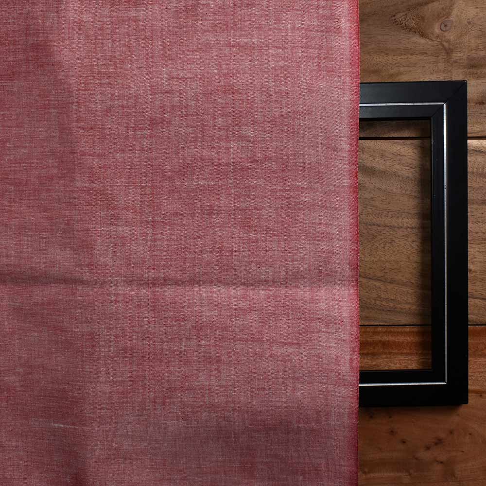 CHAMBRAY RED KHADI COTTON 115 GSM HANDWOVEN FABRIC