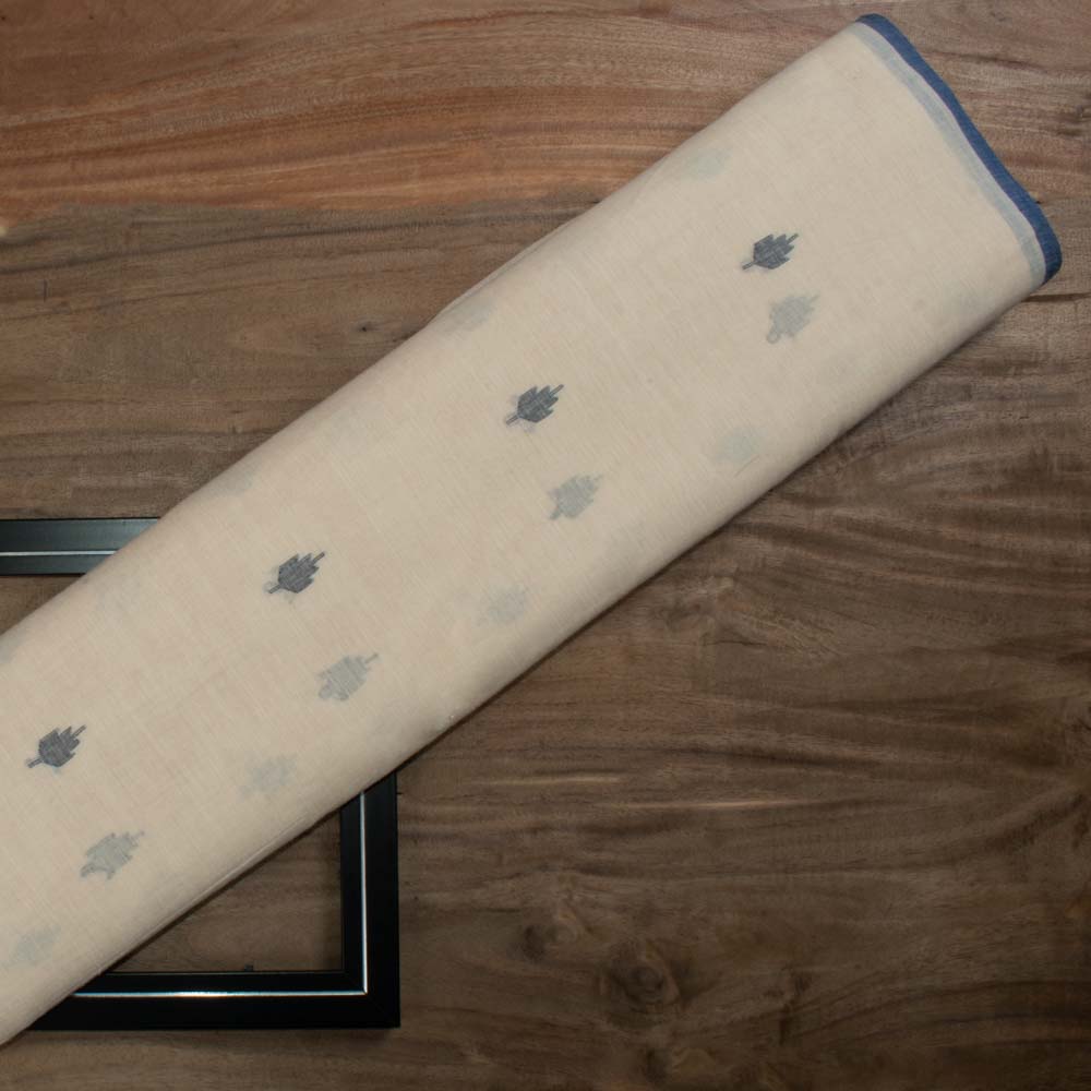 Floral Cream Jamdani Pure Cotton 55 GSM Handwoven Fabric